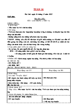Kế hoạch bài dạy Tiểu học - Tuần 16 - Năm học 2022-2023 - Lê Đức Tuệ