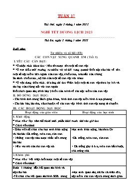 Kế hoạch bài dạy Tiểu học - Tuần 17 - Năm học 2022-2023 - Lê Đức Tuệ