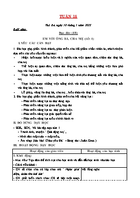 Kế hoạch bài dạy Tiểu học - Tuần 18 - Năm học 2022-2023 - Lê Đức Tuệ