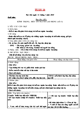Kế hoạch bài dạy Tiểu học - Tuần 19 - Năm học 2022-2023 - Lê Đức Tuệ