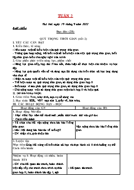 Kế hoạch bài dạy Tiểu học - Tuần 2 - Năm học 2022-2023 - Lê Đức Tuệ