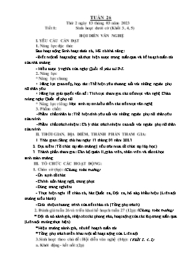 Kế hoạch bài dạy Tiểu học - Tuần 26 - Năm học 2022-2023 - Nguyễn Thị Minh Ngọc