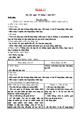 Kế hoạch bài dạy Tiểu học - Tuần 27 - Năm học 2022-2023 - Lê Đức Tuệ