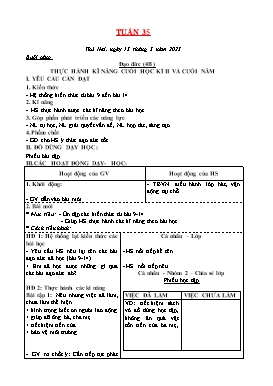 Kế hoạch bài dạy Tiểu học - Tuần 35 - Năm học 2022-2023 - Lê Đức Tuệ