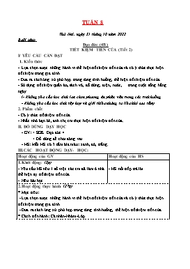 Kế hoạch bài dạy Tiểu học - Tuần 8 - Năm học 2022-2023 - Lê Đức Tuệ