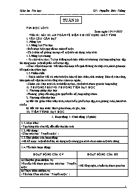 Kế hoạch bài dạy Tin học Lớp 3, 4, 5 - Tuần 10 - Năm học 2022-2023 - Nguyễn Đức Thắng