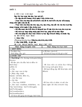 Kế hoạch bài dạy Tin học Lớp 3, 4, 5 - Tuần 12 - Năm học 2021-2022 - Trịnh Đức Hữu