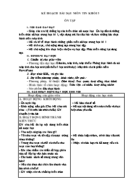 Kế hoạch bài dạy Tin học Lớp 3, 4, 5 - Tuần 13 - Năm học 2021-2022 - Trịnh Đức Hữu