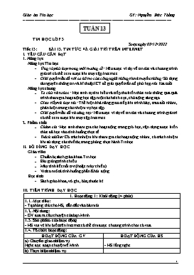 Kế hoạch bài dạy Tin học Lớp 3, 4, 5 - Tuần 13 - Năm học 2022-2023 - Nguyễn Đức Thắng