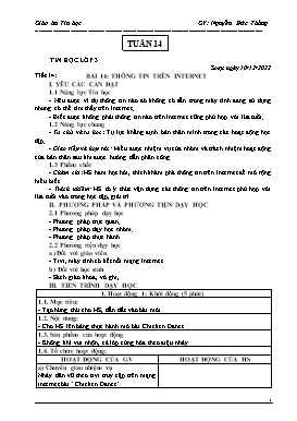 Kế hoạch bài dạy Tin học Lớp 3, 4, 5 - Tuần 14 - Năm học 2022-2023 - Nguyễn Đức Thắng