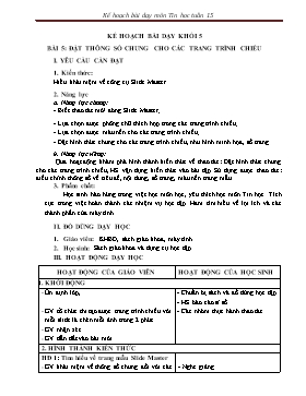 Kế hoạch bài dạy Tin học Lớp 3, 4, 5 - Tuần 15 - Năm học 2021-2022 - Trịnh Đức Hữu