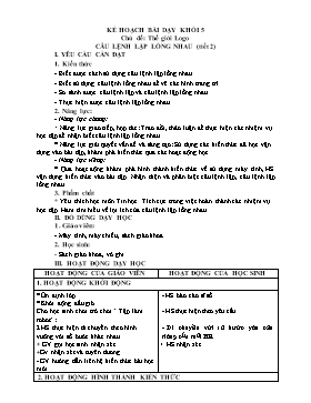 Kế hoạch bài dạy Tin học Lớp 3, 4, 5 - Tuần 19 - Năm học 2021-2022 - Trịnh Đức Hữu