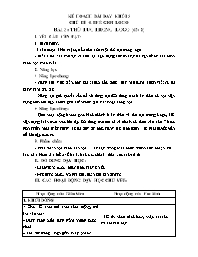 Kế hoạch bài dạy Tin học Lớp 3, 4, 5 - Tuần 21 - Năm học 2021-2022 - Trịnh Đức Hữu