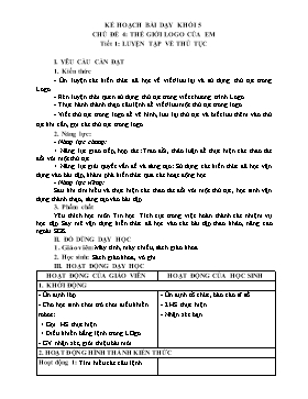 Kế hoạch bài dạy Tin học Lớp 3, 4, 5 - Tuần 24 - Năm học 2021-2022 - Trịnh Đức Hữu