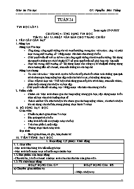 Kế hoạch bài dạy Tin học Lớp 3, 4, 5 - Tuần 24 - Năm học 2022-2023 - Nguyễn Đức Thắng