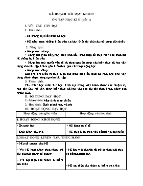 Kế hoạch bài dạy Tin học Lớp 3, 4, 5 - Tuần 30 - Năm học 2021-2022 - Trịnh Đức Hữu