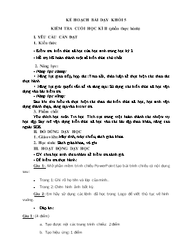 Kế hoạch bài dạy Tin học Lớp 3, 4, 5 - Tuần 33 - Năm học 2021-2022 - Trịnh Đức Hữu