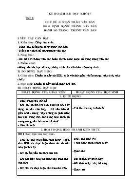 Kế hoạch bài dạy Tin học Lớp 3, 4, 5 - Tuần 5 - Năm học 2021-2022 - Trịnh Đức Hữu