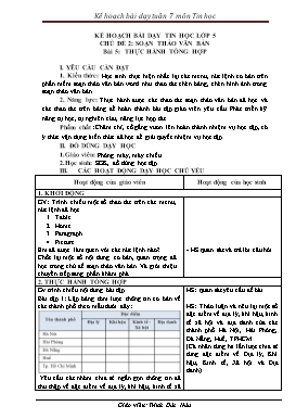 Kế hoạch bài dạy Tin học Lớp 3, 4, 5 - Tuần 7 - Năm học 2021-2022 - Trịnh Đức Hữu