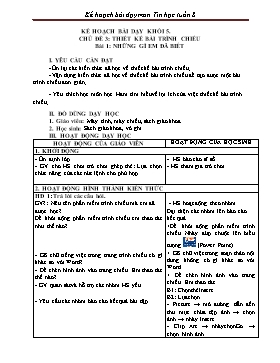 Kế hoạch bài dạy Tin học Lớp 3, 4, 5 - Tuần 8 - Năm học 2021-2022 - Trịnh Đức Hữu
