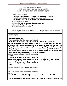 Kế hoạch bài dạy Tin học Lớp 3, 4, 5 - Tuần 9 - Năm học 2021-2022 - Trịnh Đức Hữu