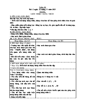 Kế hoạch bài dạy Toán Lớp 3 - Tuần 11, Bài: Giới thiệu bảng nhân - Năm học 2021-2022 - Phạm Thị Bích Luận