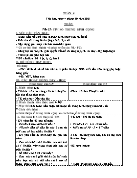 Kế hoạch bài dạy Toán Lớp 4 - Tuần 4, Tiết 22: Tìm số trung bình cộng - Năm học 2021-2022 - Nguyễn Quang Viện