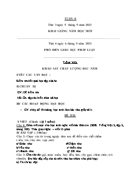 Kế hoạch bài dạy Toán + Tiếng Việt Lớp 3 - Tuần 0 - Năm học 2023-2024 - Hồ Thị Anh Đào