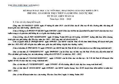 Kế hoạch dạy học các môn học, hoạt động giáo dục Khối Lớp 5 - Tuần 1 đến tuần 10 - Năm học 2021-2022 - Trường Tiểu học Sơn Kim 2