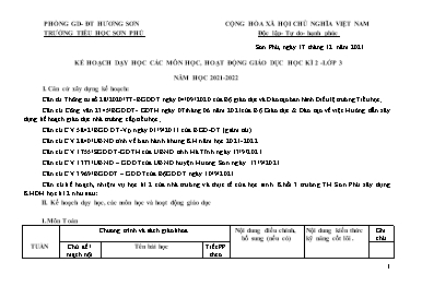 Kế hoạch dạy học Lớp 3 - Học kì 2 - Năm học 2021-2022 - Đào Thị Hiền
