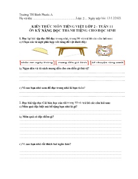 Kiến thức môn Tiếng Việt Lớp 2 (Chân trời sáng tạo) - Tuần 11 - Năm học 2021-2022