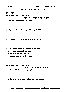 Kiến thức môn Tiếng Việt Lớp 3 - Tuần 4 - Năm học 2021-2022 - Trường Tiểu học Bình Phước A