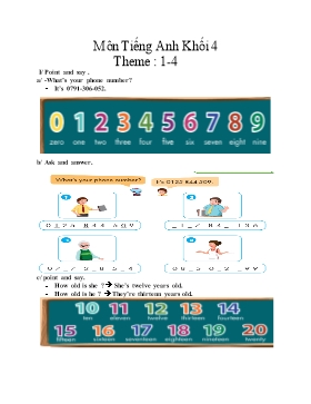 Ôn tập môn Tiếng Anh Khối 4