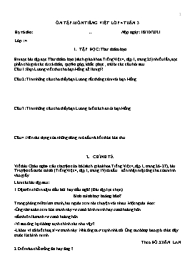 Ôn tập môn Tiếng Việt Lớp 4 - Tuần 3