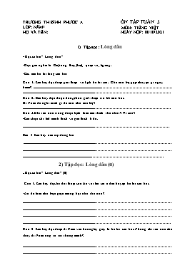 Ôn tập môn Tiếng Việt Lớp 5 - Tuần 3 - Năm học 2021-2022 - Trường Tiểu học Bình Phước A