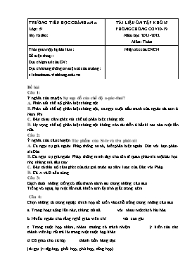 Phiếu bài tập lần 8 môn Tiếng Việt Khối 5 - Năm học 2021-2022 - Trường Tiểu học Chánh An A (Có đáp án)