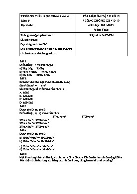 Phiếu bài tập lần 8 môn Toán Khối 5 - Năm học 2021-2022 - Trường Tiểu học Chánh An A (Có đáp án)