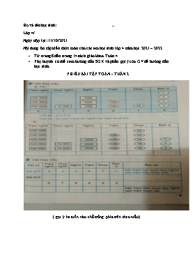 Phiếu bài tập Toán Lớp 4 - Tuần 2 - Năm học 2021-2022 - Trường Tiểu học Bình Phước A (Có đáp án)