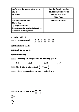 Tài liệu ôn tập lần 1 môn Toán Khối 5 - Năm học 2021-2022 - Trường Tiểu học Chánh An A (Có đáp án)