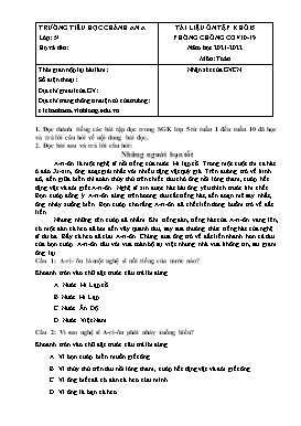 Tài liệu ôn tập lần 11 môn Tiếng Việt Khối 5 - Năm học 2021-2022 - Trường Tiểu học Chánh An A (Có đáp án)