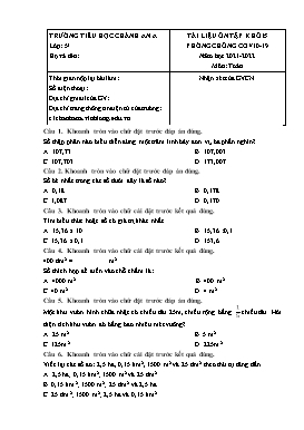 Tài liệu ôn tập lần 15 môn Toán Khối 5 - Năm học 2021-2022 - Trường Tiểu học Chánh An A (Có đáp án)