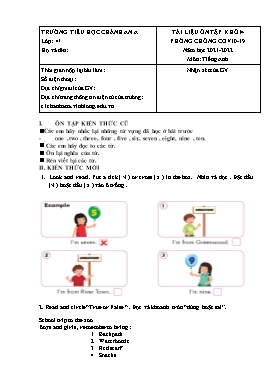 Tài liệu ôn tập lần 2 môn Tiếng Anh Khối 4 - Năm học 2021-2022 - Trường Tiểu học Chánh An A (Có đáp án)