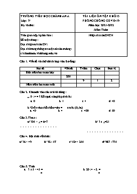 Tài liệu ôn tập lần 2 môn Toán Khối 3 - Năm học 2021-2022 - Trường Tiểu học Chánh An A (Có đáp án)