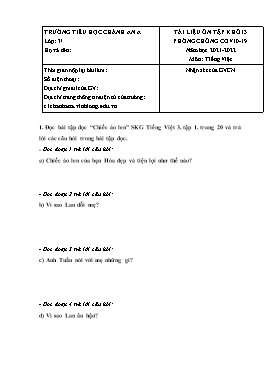 Tài liệu ôn tập lần 5 môn Tiếng Việt Khối 3 - Năm học 2021-2022 - Trường Tiểu học Chánh An A (Có đáp án)