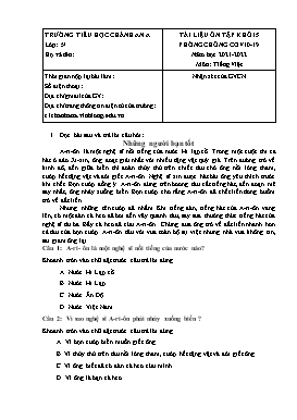 Tài liệu ôn tập lần 5 môn Tiếng Việt Khối 5 - Năm học 2021-2022 - Trường Tiểu học Chánh An A (Có đáp án)