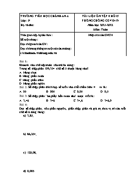 Tài liệu ôn tập lần 9 môn Tiếng Việt Khối 5 - Năm học 2021-2022 - Trường Tiểu học Chánh An A (Có đáp án)