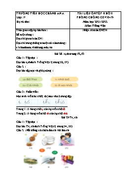 Tài liệu ôn tập môn Tiếng Việt Khối 1 - Tuần 6 - Năm học 2021-2022 - Trường Tiểu học Chánh An A