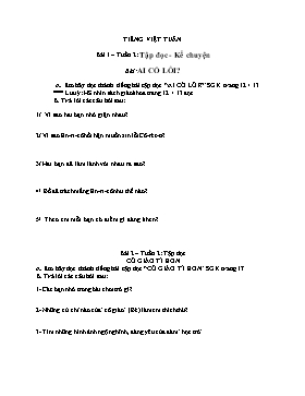 Tài liệu ôn tập môn Tiếng Việt Lớp 3 - Tuần 2 - Năm học 2021-2022 - Trường Tiểu học Bình Phước A