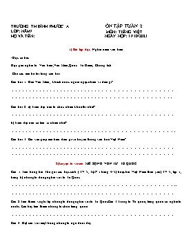 Tài liệu ôn tập môn Tiếng Việt Lớp 5 - Tuần 2 - Năm học 2021-2022 - Trường Tiểu học Bình Phước A (Có đáp án)