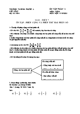 Tài liệu ôn tập môn Toán Lớp 5 - Tuần 2 - Năm học 2021-2022 - Trường Tiểu học Bình Phước A (Có đáp án)
